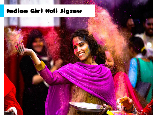 Indian Girl Holi Jigsaw Game Image