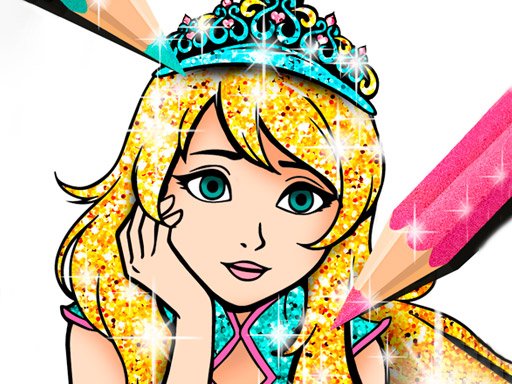 Princess Coloring Book Glitter Game Image