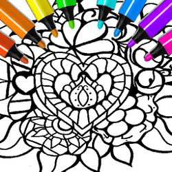 Abstract Heart Coloring Pages Game Image