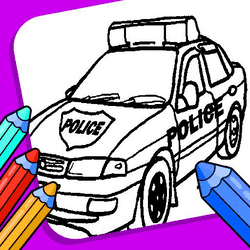 Police Car Coloring Book Game Image