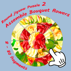 Round jigsaw Puzzle 2 - Assemble Bouquet flowers Game Image