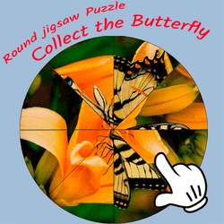Round jigsaw Puzzle - Collect the Butterfly Game Image