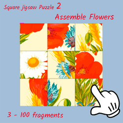 Square jigsaw Puzzle 2 - Assemble Flowers Game Image
