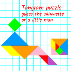 Tangram puzzle guess the silhouette of a little man Game Image