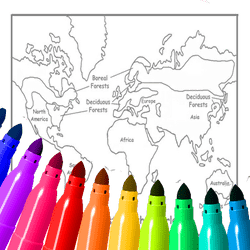 World Map Coloring For Kids Game Image