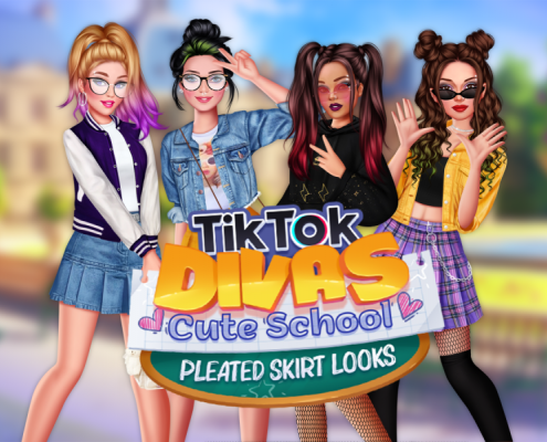 TikTok Divas Cute School Pleated Skirt Looks Game Image