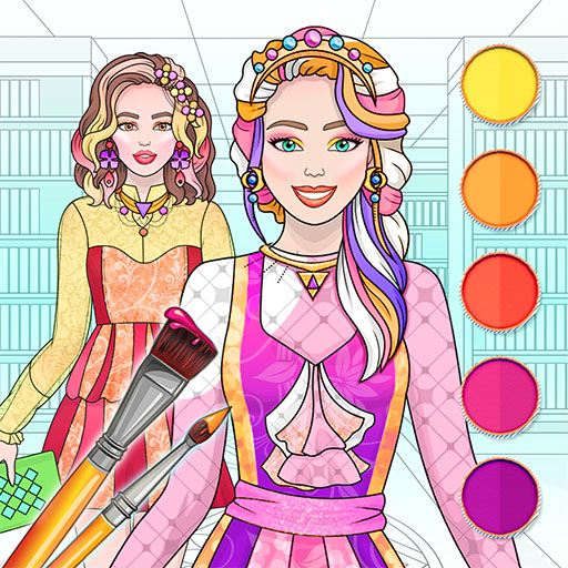 College Girl Coloring Dress Up Game Image