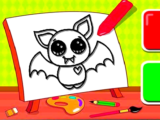 Easy Kids Coloring Bat Game Image