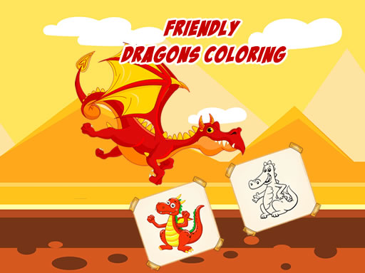 Friendly Dragons Coloring Game Image